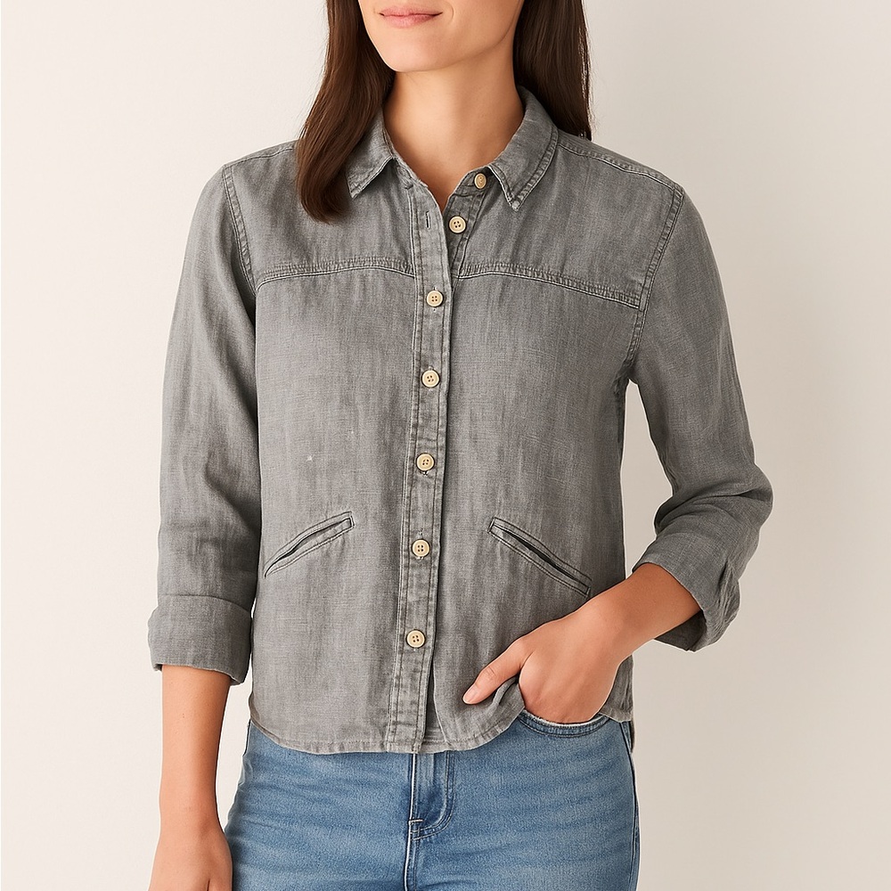 J. Jill Gray Button-Front Utility Shirt